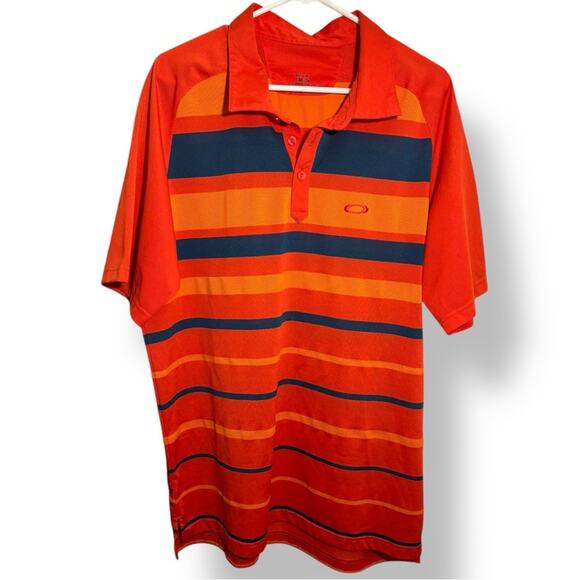 Oakley Orange and Blue Striped Polo - Picture 1 of 4